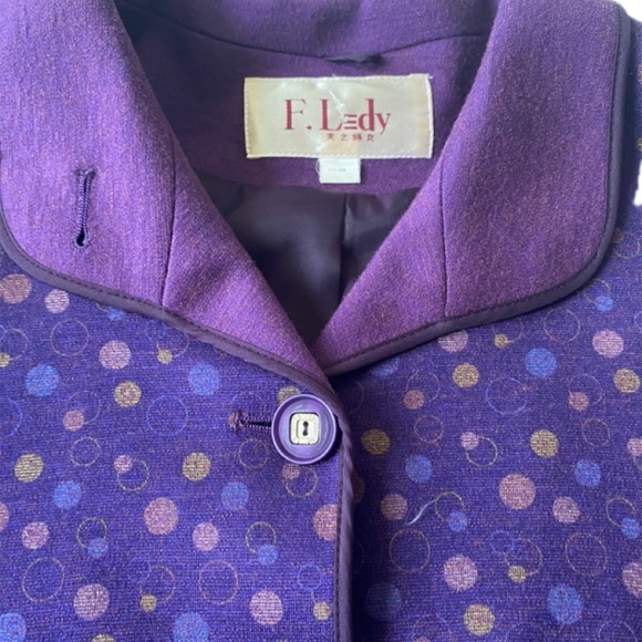 F.Lady Purple Polkadot Coat - Picture 4 of 5